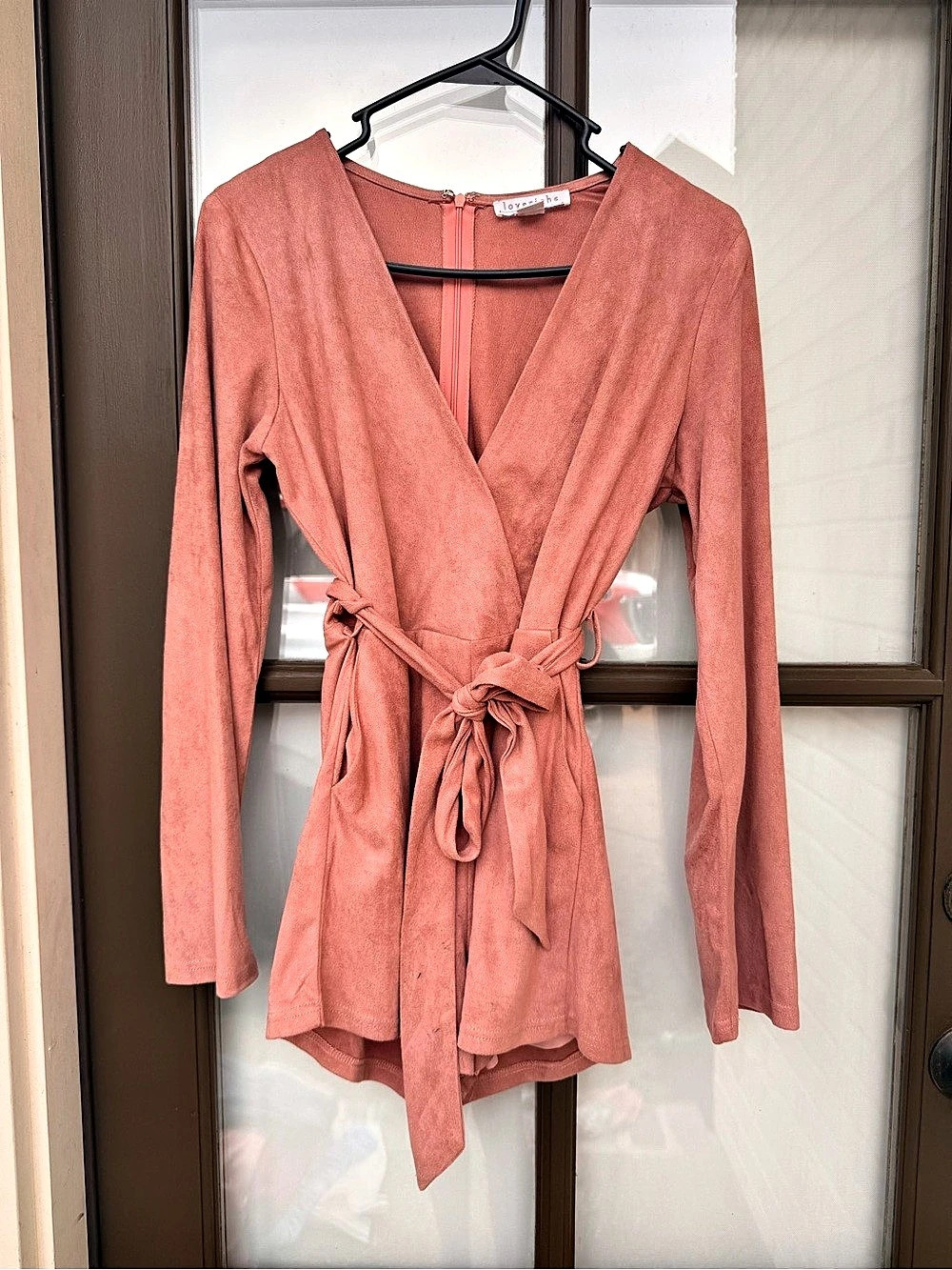 Loveriche Pink Long Sleeve Wrap Romper